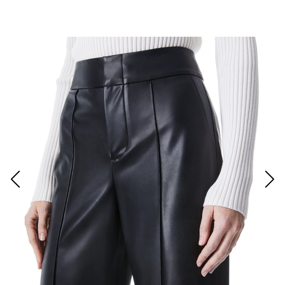 Alice & Olivia Dylan Vegan Leather Wide Leg Trouser Pant - Picture 7 of 11